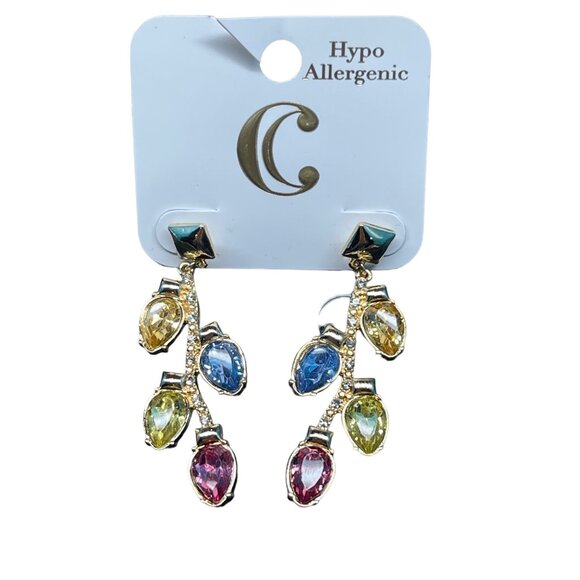 Charming Charlie MSRP $26 Colorful Hypoallergenic Long Dangle Earrings With Mult - Picture 1 of 7